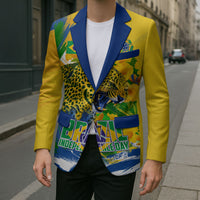 Brazil Independence Day Blazer Roaring Jaguar Christ Redeemer Tropical Floral