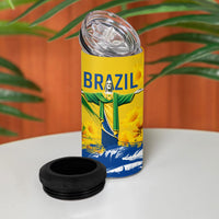 Brazil Independence Day 4 in 1 Can Cooler Tumbler Roaring Jaguar Christ Redeemer Tropical Floral