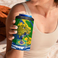 Brazil Independence Day 4 in 1 Can Cooler Tumbler Roaring Jaguar Christ Redeemer Tropical Floral