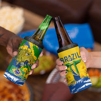 Brazil Independence Day 4 in 1 Can Cooler Tumbler Roaring Jaguar Christ Redeemer Tropical Floral