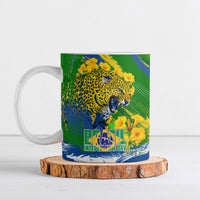 Brazil Independence Day Ceramic Mug Roaring Jaguar Christ Redeemer Tropical Floral