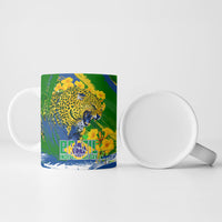 Brazil Independence Day Ceramic Mug Roaring Jaguar Christ Redeemer Tropical Floral