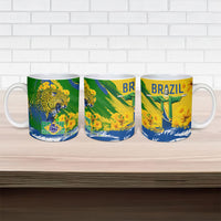 Brazil Independence Day Ceramic Mug Roaring Jaguar Christ Redeemer Tropical Floral