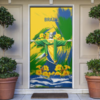 Brazil Independence Day Door Cover Roaring Jaguar Christ Redeemer Tropical Floral