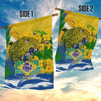 Brazil Independence Day Garden Flag Roaring Jaguar Christ Redeemer Tropical Floral