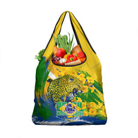 Brazil Independence Day Grocery Bag Roaring Jaguar Christ Redeemer Tropical Floral