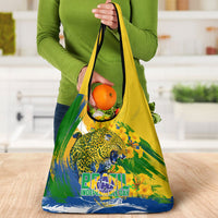Brazil Independence Day Grocery Bag Roaring Jaguar Christ Redeemer Tropical Floral