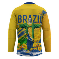 Brazil Independence Day Hockey Jersey Roaring Jaguar Christ Redeemer Tropical Floral