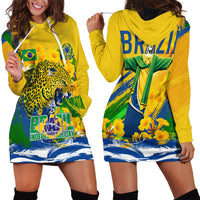 Brazil Independence Day Hoodie Dress Roaring Jaguar Christ Redeemer Tropical Floral