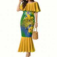 Brazil Independence Day Mermaid Dress Roaring Jaguar Christ Redeemer Tropical Floral
