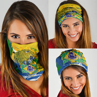 Brazil Independence Day Neck Gaiter Roaring Jaguar Christ Redeemer Tropical Floral