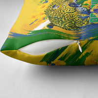 Brazil Independence Day Pillow Cover Roaring Jaguar Christ Redeemer Tropical Floral
