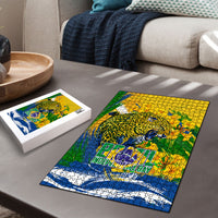 Brazil Independence Day Puzzle Roaring Jaguar Christ Redeemer Tropical Floral