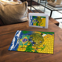 Brazil Independence Day Puzzle Roaring Jaguar Christ Redeemer Tropical Floral