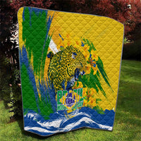 Brazil Independence Day Quilt Roaring Jaguar Christ Redeemer Tropical Floral