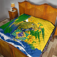 Brazil Independence Day Quilt Roaring Jaguar Christ Redeemer Tropical Floral