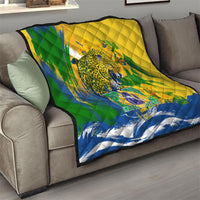 Brazil Independence Day Quilt Roaring Jaguar Christ Redeemer Tropical Floral