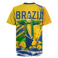 Brazil Independence Day Rugby Jersey Roaring Jaguar Christ Redeemer Tropical Floral