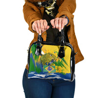 Brazil Independence Day Shoulder Handbag Roaring Jaguar Christ Redeemer Tropical Floral