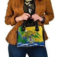 Brazil Independence Day Shoulder Handbag Roaring Jaguar Christ Redeemer Tropical Floral