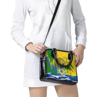 Brazil Independence Day Shoulder Handbag Roaring Jaguar Christ Redeemer Tropical Floral