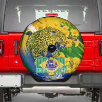 Brazil Independence Day Spare Tire Cover Roaring Jaguar Christ Redeemer Tropical Floral