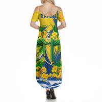 Brazil Independence Day Summer Maxi Dress Roaring Jaguar Christ Redeemer Tropical Floral