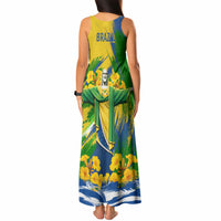 Brazil Independence Day Tank Maxi Dress Roaring Jaguar Christ Redeemer Tropical Floral