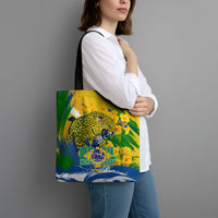 Brazil Independence Day Tote Bag Roaring Jaguar Christ Redeemer Tropical Floral