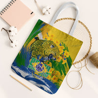 Brazil Independence Day Tote Bag Roaring Jaguar Christ Redeemer Tropical Floral