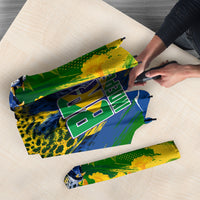 Brazil Independence Day Umbrella Roaring Jaguar Christ Redeemer Tropical Floral