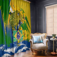 Brazil Independence Day Window Curtain Roaring Jaguar Christ Redeemer Tropical Floral