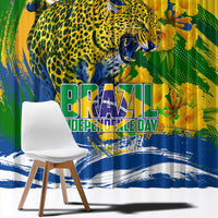 Brazil Independence Day Window Curtain Roaring Jaguar Christ Redeemer Tropical Floral