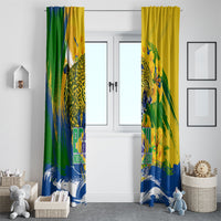 Brazil Independence Day Window Curtain Roaring Jaguar Christ Redeemer Tropical Floral