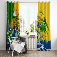 Brazil Independence Day Window Curtain Roaring Jaguar Christ Redeemer Tropical Floral