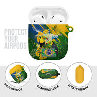 Brazil Independence Day AirPods Case One Nation One Heart - Tropical Toucan Macaw Christ Redeemer