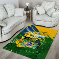 Brazil Independence Day Area Rug One Nation One Heart - Tropical Toucan Macaw Christ Redeemer