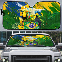 Brazil Independence Day Auto Sun Shade One Nation One Heart - Tropical Toucan Macaw Christ Redeemer