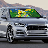 Brazil Independence Day Auto Sun Shade One Nation One Heart - Tropical Toucan Macaw Christ Redeemer