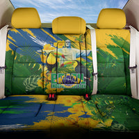 Brazil Independence Day Back Car Seat Cover One Nation One Heart - Tropical Toucan Macaw Christ Redeemer