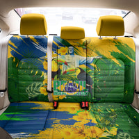 Brazil Independence Day Back Car Seat Cover One Nation One Heart - Tropical Toucan Macaw Christ Redeemer