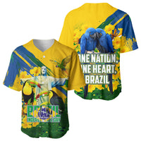 Brazil Independence Day Baseball Jersey One Nation One Heart - Tropical Toucan Macaw Christ Redeemer