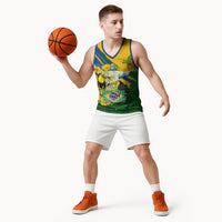 Brazil Independence Day Basketball Jersey One Nation One Heart - Tropical Toucan Macaw Christ Redeemer