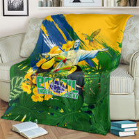Brazil Independence Day Blanket One Nation One Heart - Tropical Toucan Macaw Christ Redeemer