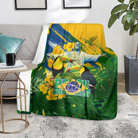 Brazil Independence Day Blanket One Nation One Heart - Tropical Toucan Macaw Christ Redeemer