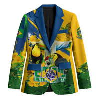 Brazil Independence Day Blazer One Nation One Heart - Tropical Toucan Macaw Christ Redeemer