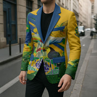 Brazil Independence Day Blazer One Nation One Heart - Tropical Toucan Macaw Christ Redeemer