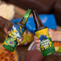 Brazil Independence Day 4 in 1 Can Cooler Tumbler One Nation One Heart - Tropical Toucan Macaw Christ Redeemer