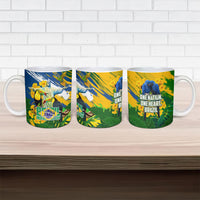 Brazil Independence Day Ceramic Mug One Nation One Heart - Tropical Toucan Macaw Christ Redeemer
