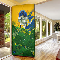 Brazil Independence Day Door Cover One Nation One Heart - Tropical Toucan Macaw Christ Redeemer